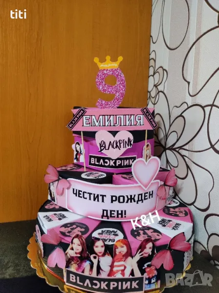 Картонена торта Pink&blac, снимка 1