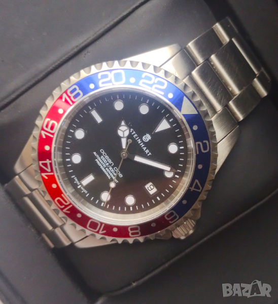 STEINHART OCEAN ONE PEPSI  BLUE RED PROFESSIONAL ЕЛЕГАНТЕН ШВЕЙЦАРСКИ ЧАСОВНИК, снимка 1