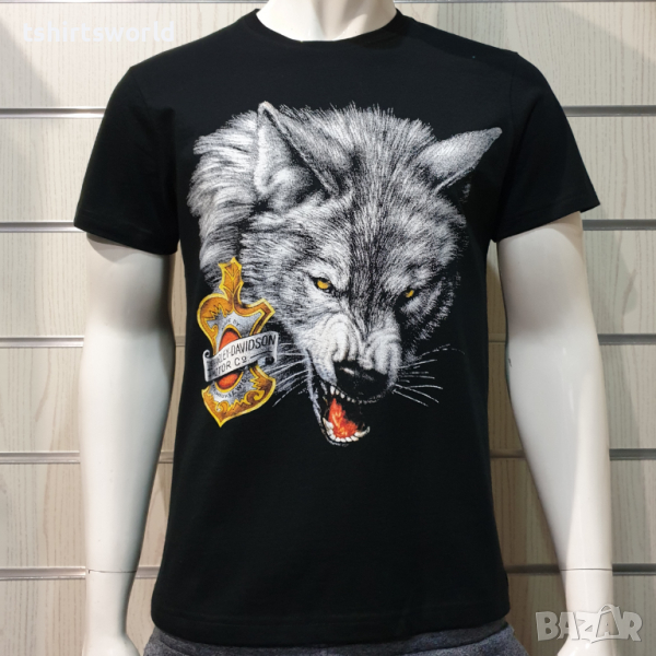 Нова мъжка тениска с дигитален печат HARLEY DAVIDSON -Вълк (Wolf), снимка 1