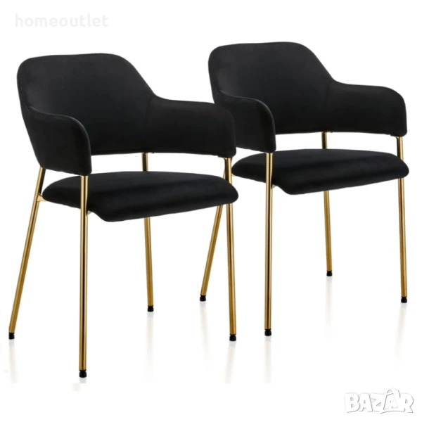 Комплект стилни трапезни кадифени столове – 2 бр. – CLIPOP C-U-DC-B0270BL, снимка 1