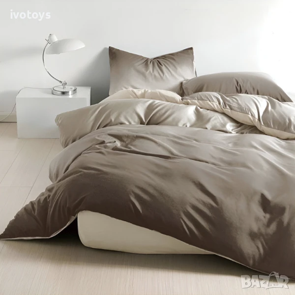 Двулицево спално бельо с ластик (размер за приста), 4 части - Модел WS17687, снимка 1