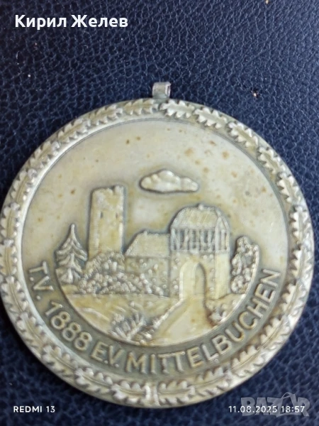 Спортен медал ТЮРНФЕРАИН МЮХЕЛНБУТЕН основан 1888г. рядък за КОЛЕКЦИЯ 74321, снимка 1