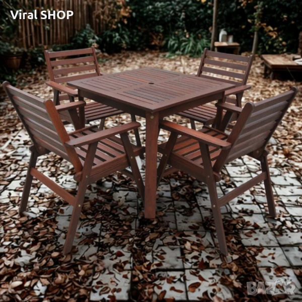 Градински комплект Tirora Muhler Meranti - 5 части, дърво, снимка 1