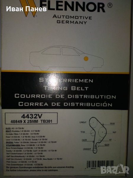 НЯМА ТАКАВА ЦЕНА  !!! Ангренажен ремък FLENNOR 4432V  ЗА AUDI, SEAT, SKODA, VW, снимка 1