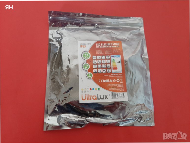 ЛЕД Лента UltraLux Влагозащитена IP65-9.6W/m,12V,4200K,950lm, снимка 1