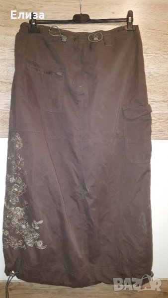 Спортна дълга разкроена пола до земята.с бродерия и апликация, снимка 1