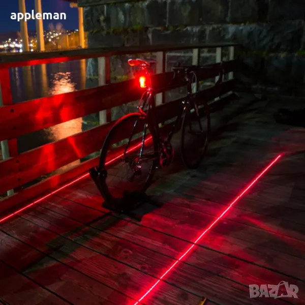 Заден стоп габарит светлина за велосипед със лазер и 2бр батерии, снимка 1