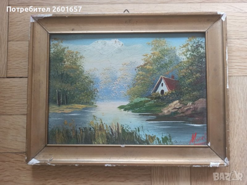 Много стара авторска маслена картина, снимка 1