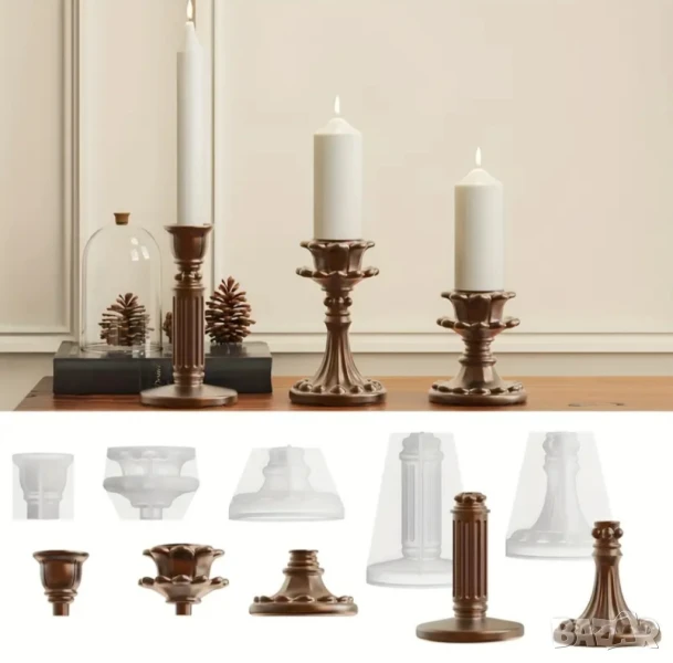 Молдове комплект 5 броя за свещници , снимка 1