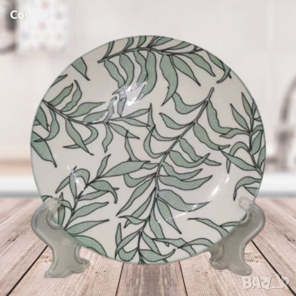 Порцеланова чиния с пластмасова поставка 19см, снимка 1