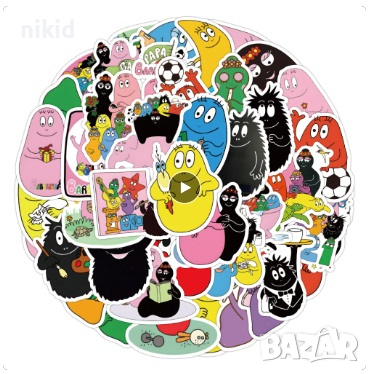 Барбарон Барбарони Барбароните 50 бр самозалепващи лепенки стикери за украса декор картонена торта д, снимка 1