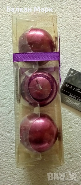 ✨ Френски Коледни свещи – комплект от 3 топки ✨, снимка 1