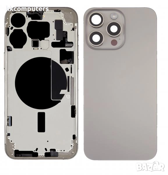 Капак батерия / Задно стъкло Оборудван + Магнит за iPhone 15 Pro Max 6.7 / Графит / Баркод : 483834, снимка 1