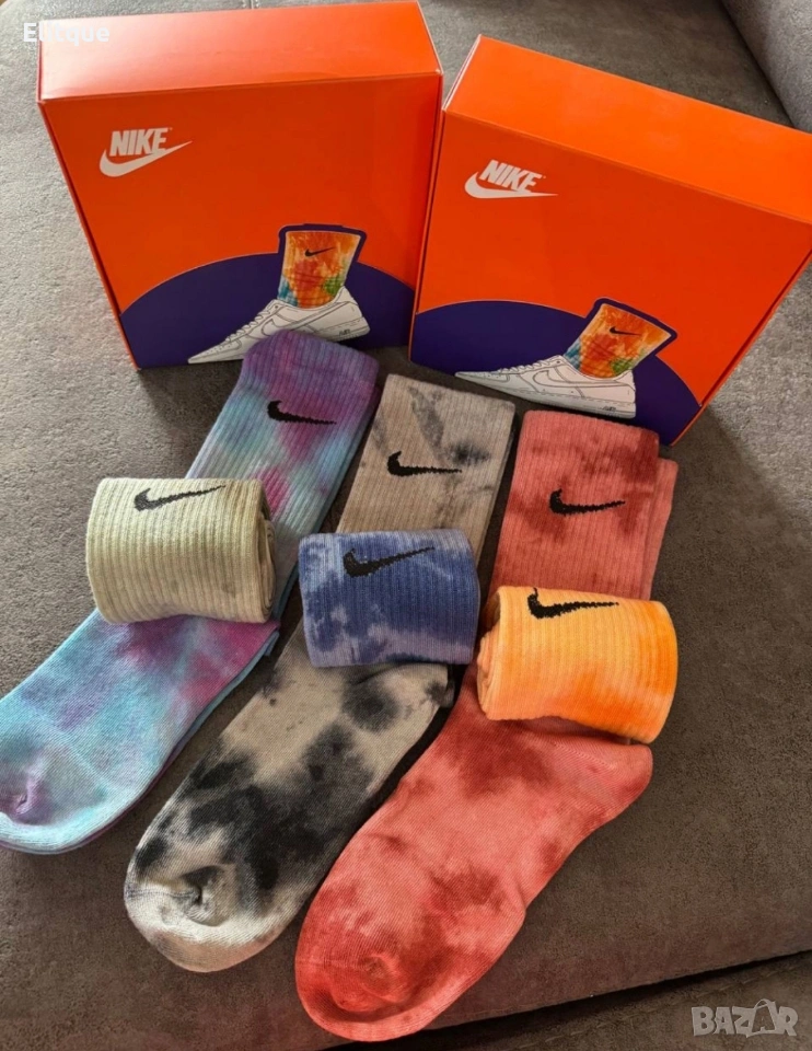 унисекс цветни дълги чорапи в кутия ,6 чифта nike, снимка 1