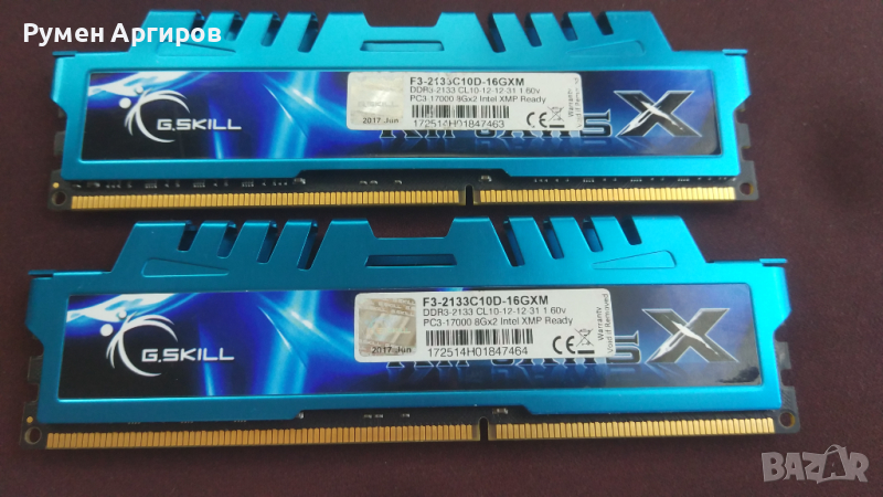 Рам памет за компютър - 2x8GB DDR3 2133MHz F3-2133C10D-16GXM Memory RAM G.Skill Ripjaws, снимка 1