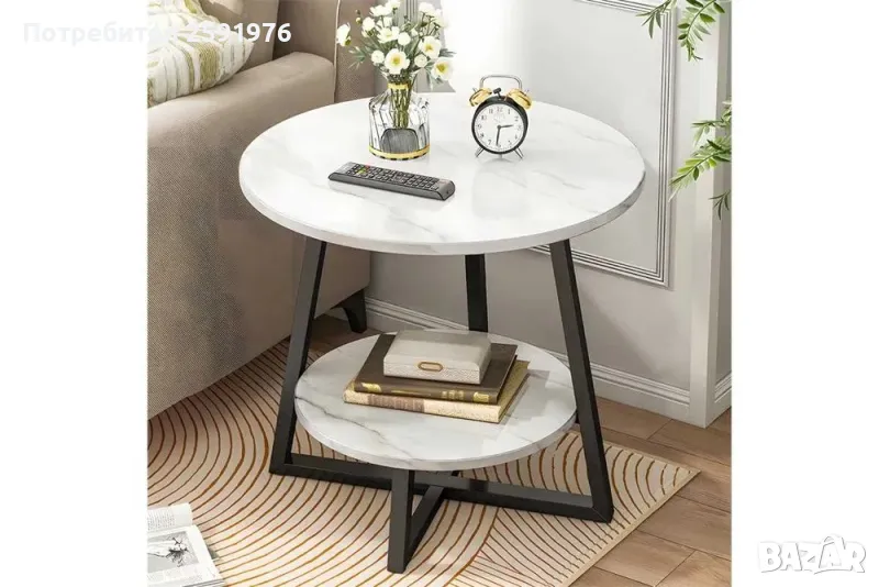 Холна маса Rota MDF цвят бял мрамор Ф60см., снимка 1