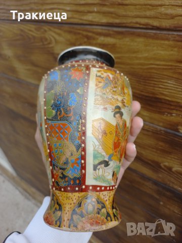 Японска порцеланова ваза Сатцума SATSUMA , снимка 5 - Антикварни и старинни предмети - 42466883
