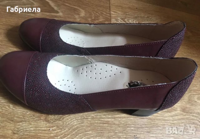 Български обувки естествена кожа бордо номер 39, снимка 2 - Дамски обувки на ток - 40468058