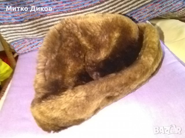 Шапка естествена кожа от соца 1970г реликва размер 56, снимка 2 - Шапки - 34305255