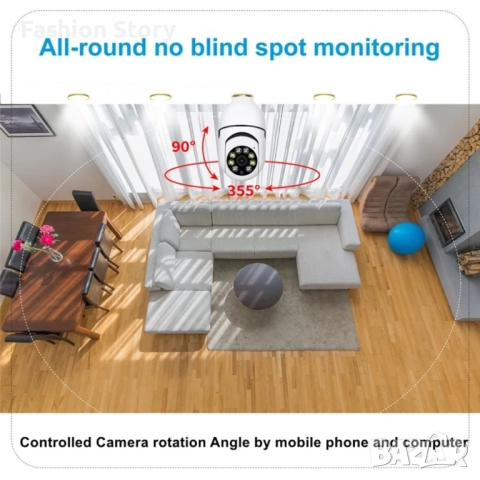 Куполна камера тип крушка 2MP Full HD 360°, снимка 8 - Други - 51499640