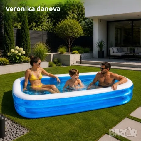 Надуваем градински басейн 262x175x50 см – голям семеен PVC басейн за деца и възрастни, 700 л, снимка 2 - Басейни и аксесоари - 55823223