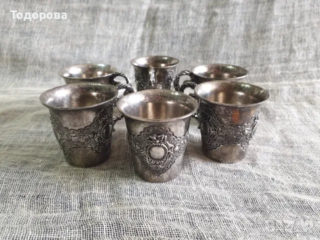 Посребрени  чашки - 6 броя, снимка 4 - Антикварни и старинни предмети - 47473716