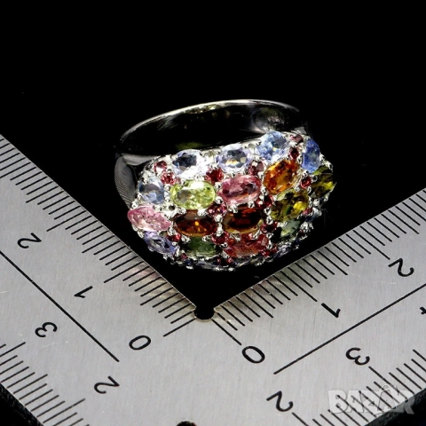 925 себърени пръстени с рубин, перидот, кианит, родолит гранат, танзанит, турмалин, снимка 12 - Пръстени - 51757015