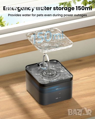 Автоматичен фонтан за котки и кучета – 2.2L капацитет, супер тих, дизайн „Чешма“ и 4-степенна филтра, снимка 8 - Други стоки за животни - 53275509