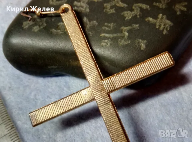 ГОЛЯМА ЗЛАТИСТА ВИНТИДЖ АРТ СТИЛ КРЪСТОВИДНА ОБЕЦА с ФАСЕТИРАНИ КРИСТАЛИ 48826, снимка 8 - Обеци - 48828284