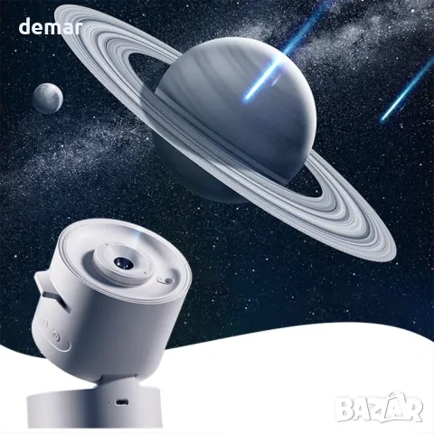 Проектор за нощна светлина, галактика, бял шум+Bluetooth+Метеор, 6 диапозитива