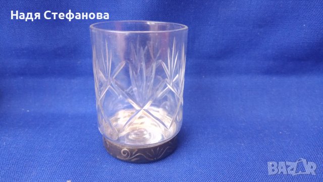 Руски кристални чашки за концентрат с метално дъно, снимка 4 - Чаши - 41648405