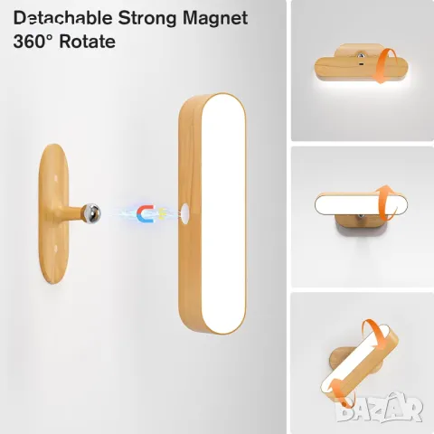 Стенни аплици Hensam, работещи с батерии, Комплект от два броя безжични LED аплици, снимка 5 - Лед осветление - 49078606