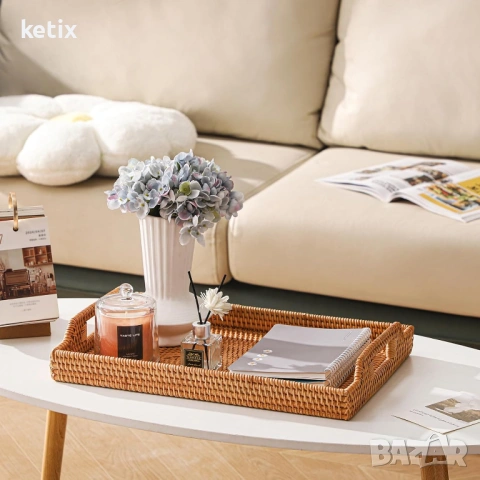 Ратанов поднос за сервиране с дръжки ,43см, снимка 3 - Други - 53779814