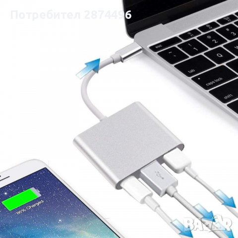 3835 Конвертор адаптер от USB Type C към HDMI, USB 3.00 и Type C, снимка 7 - Други стоки за дома - 39890857
