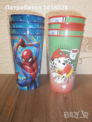Нови детски пласмасови чаши с герои от филми на Дисни - Spiderman и PAW patrol., снимка 2 - Прибори, съдове, шишета и биберони - 41082338