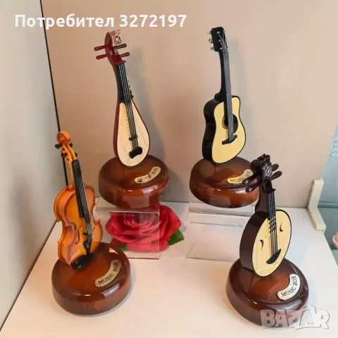 Ръчно изработена въртяща се музикална кутия с форма на цигулка в ретро стил,механична, снимка 5 - Декорация за дома - 48180631