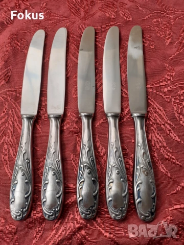 Стари антикварни посребрени ножове Silkema Solingen - 5бр., снимка 2 - Антикварни и старинни предмети - 53738145