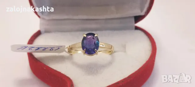 Нов-Златен пръстен с Естествен Аметист-3,25гр/14кр