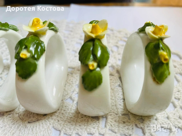 AYNSLEY красиви порцеланови пръстени от Англия, ръчно направени и оцветени, 8 бр , снимка 5 - Антикварни и старинни предмети - 53716260