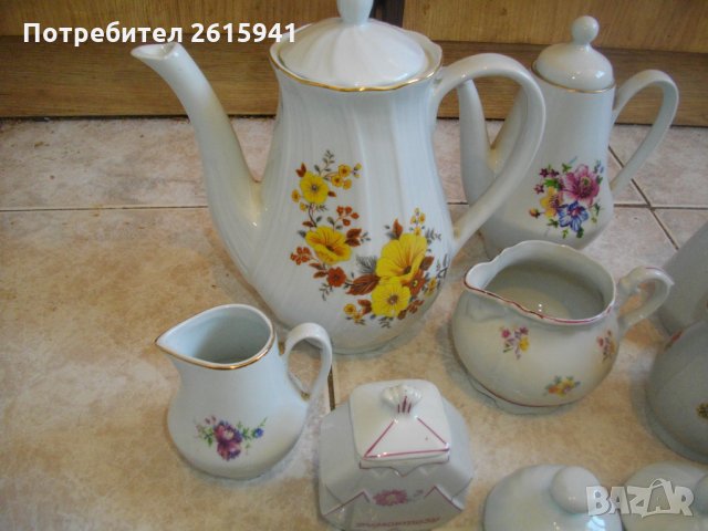 Стар Ретро Български Порцеланов Сервиз-От Соца-Канички-Сосиера-Завод "Китка"-Н.Пазар, снимка 6 - Колекции - 35669976