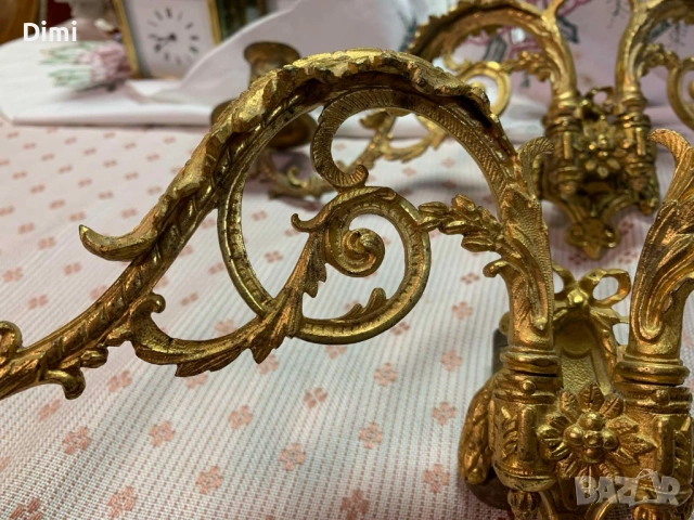 Свещници за пиано - уникално красиви позлатени Франция ок. 1850, снимка 5 - Антикварни и старинни предмети - 52367218