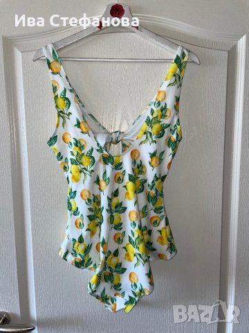 Нов цял бързосъхнещ бански костюм етикет хигиенна лепенка принт лимони лимон wow 😮 , снимка 6 - Бански костюми - 41322844