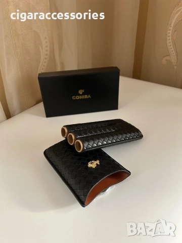 Кожен калъф Cohiba за 3 пури с джоб за резачка – подаръчна кутия, снимка 5 - Табакери - 53399398