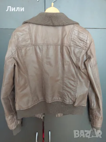 Кафяво кожено яке - бомбър , снимка 5 - Якета - 48149547