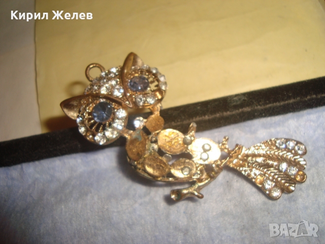 ЗЛАТИСТО БУХАЛЧЕ с КРИСТАЛИ - ВИНТИДЖ ФЕШЪН АРТ МЕДАЛЬОН 67761, снимка 4 - Колиета, медальони, синджири - 36107202