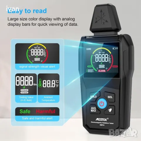 намаление Гайгеров брояч EMF01, За измерване на радиация, Алармира при превишаване на зададените , снимка 6 - Други инструменти - 50219972