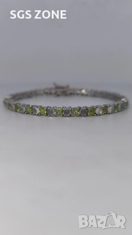 Ръчно изработена сребърна гривна с перидот и лунен камък, снимка 12 - Гривни - 52575999