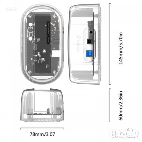 докинг станция - HDD/SSD Dock - 3.5 inch USB3.0, transparent, снимка 5 - Други - 35687347