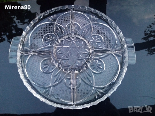Българско кристално плато за разядки, снимка 2 - Чинии - 52166608
