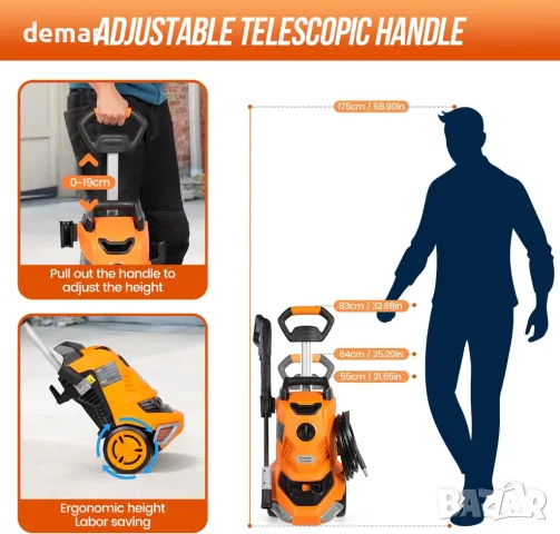 Водоструйка за измиване под високо налягане, 2000 W 160 бара, снимка 7 - Други - 49269844